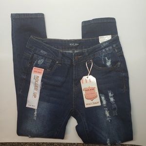 Wax Jean's Rolled Up Capri Skinny Dark Denim Sz 5